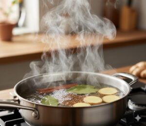 हर्बल ड्रिंक बनाते हुए