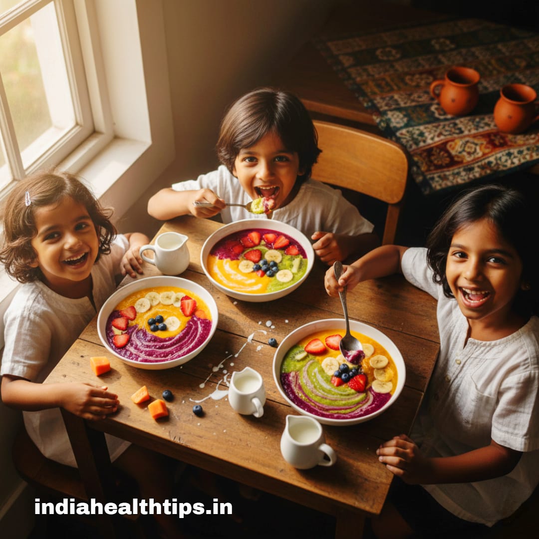 Children enjoying healthy food
