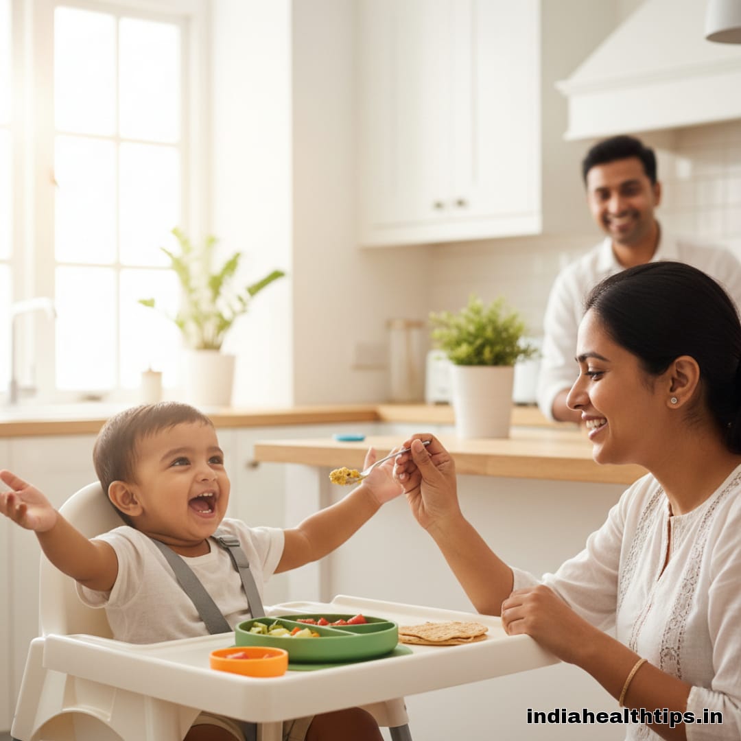 Mother serving healthy food to kids