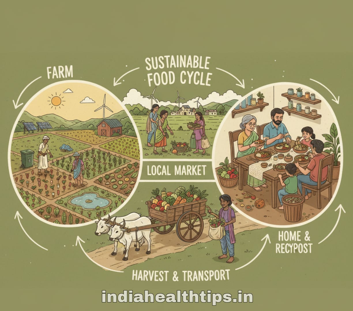 Sustainable Food System Infographic Hindi
